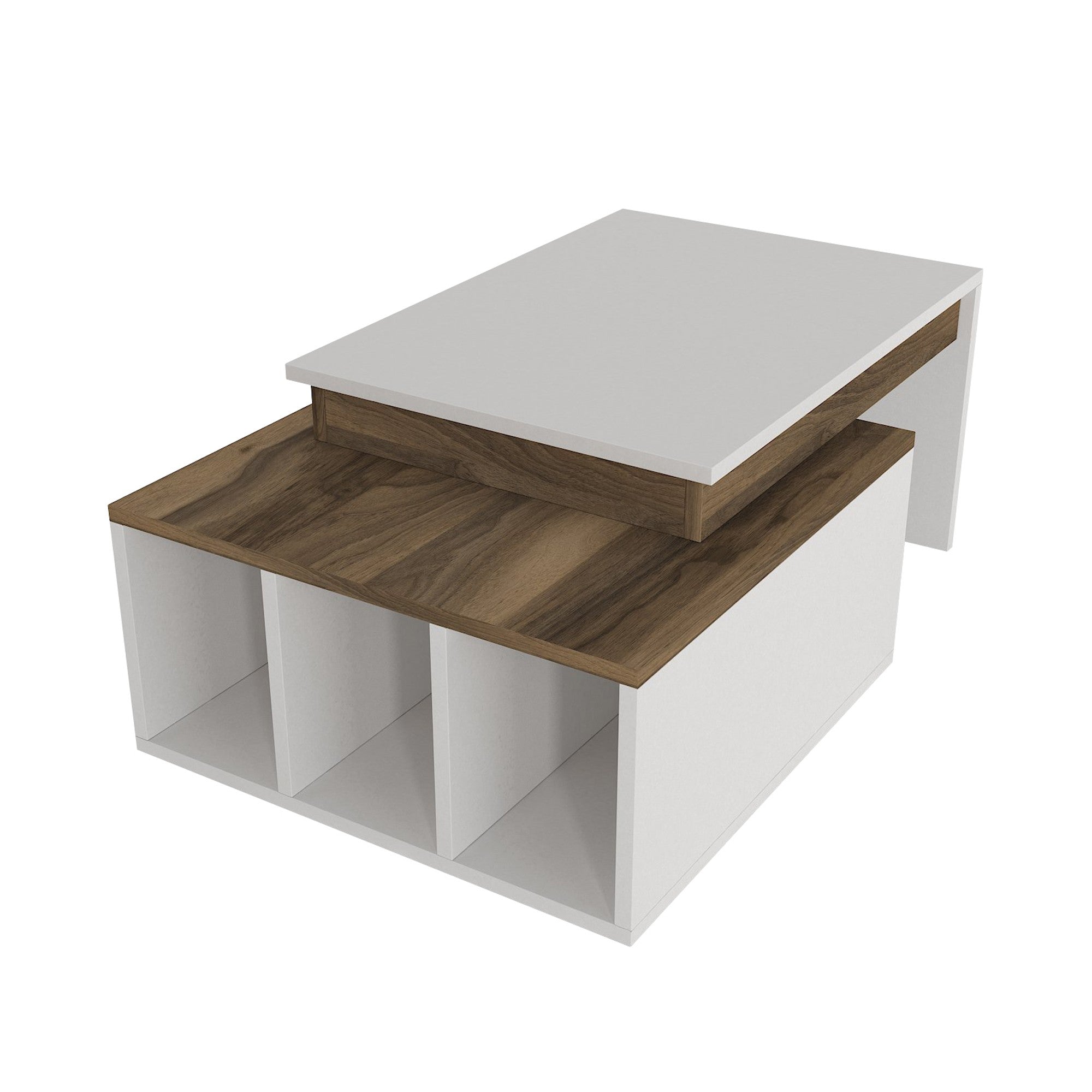 Mesa de Centro Branca com Prateleiras - Design Moderno em Melamina 90x60cm