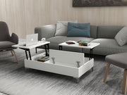 Mesa de Centro Escandinava, Branca, 121 x 28 x 69,2 cm | Painel de Partículas 100% Revestido em Melamina, 18 mm de Espessura | Elegante e Funcional para Espaços Modernos