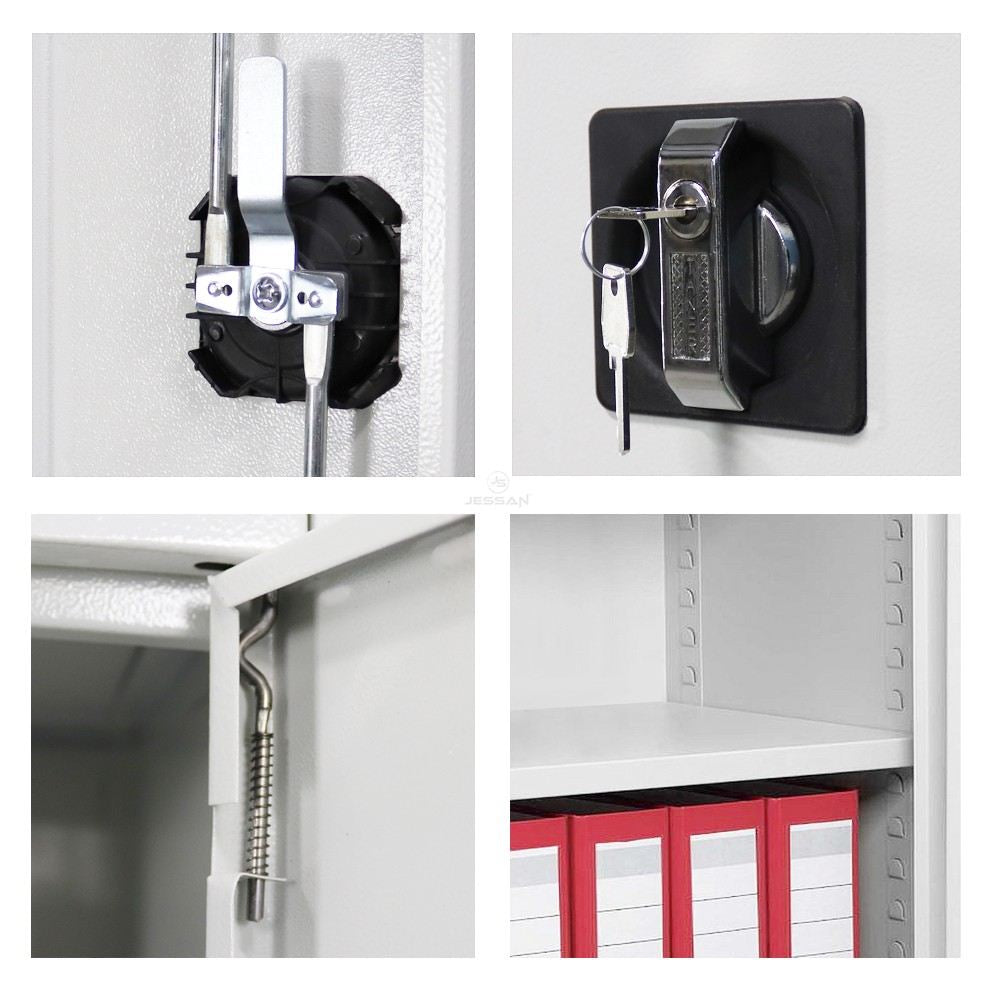 Armário de Armazenamento com Locker – 92cm x 198cm x 40cm – Cinza e Preto – Aço