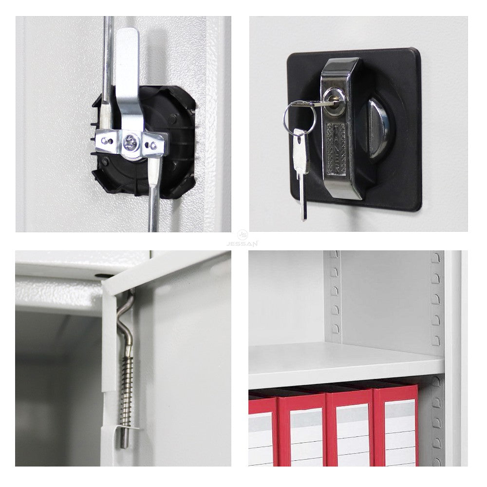 Armário de Armazenamento com Locker – 92x198x40 cm – Cinza e Vermelho – Aço