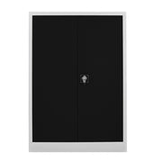 Armário de Armazenamento com Locker – 92 cm x 130 cm x 40 cm – Cinza e Preto – Aço