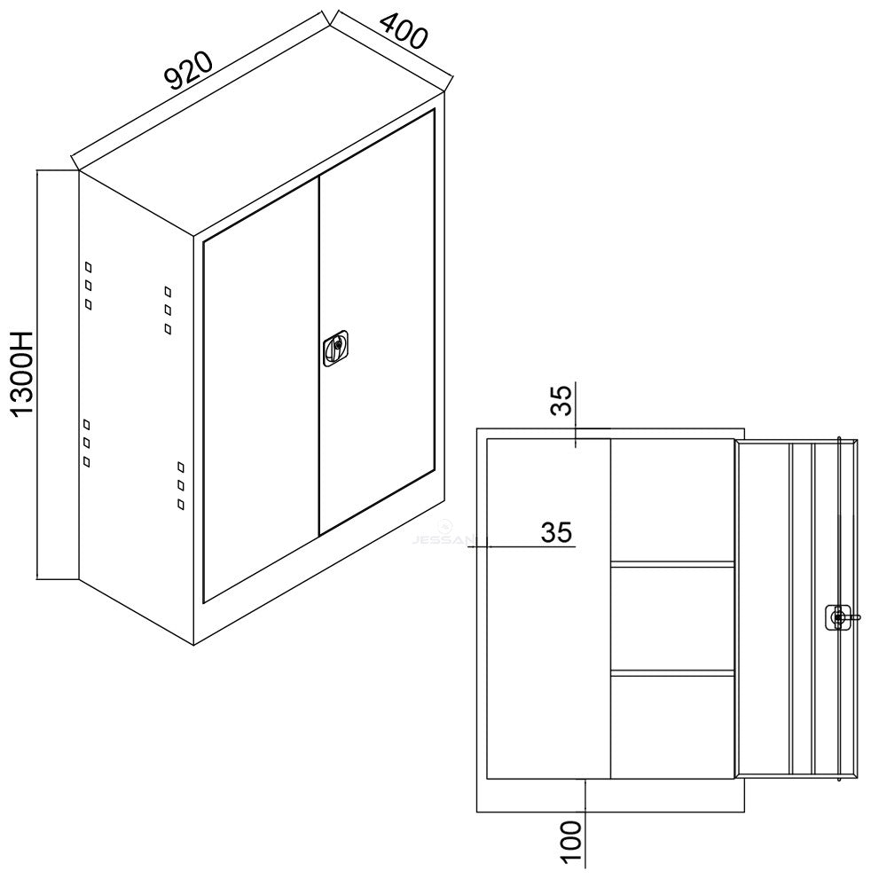 Armário de armazenamento – 92 cm x 130 cm x 40 cm – Cinza e Vermelho – Aço