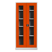Armário de Armazenamento com Locker – 92 cm x 198 cm x 40 cm – Cinza e Laranja – Aço
