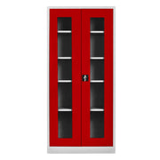 Armário de Armazenamento com Locker – 92 cm x 198 cm x 40 cm – Cinza e Vermelho – Aço