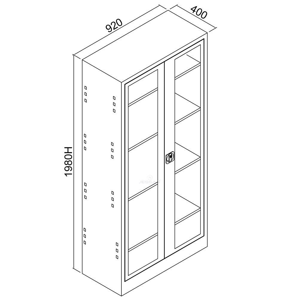 Armário de Armazenamento com Locker – 92 cm x 198 cm x 40 cm – Cinza e Vermelho – Aço