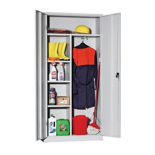 Armário de Armazenamento com Locker – 92 cm x 198 cm x 40 cm – Cinza e Amarelo – Aço