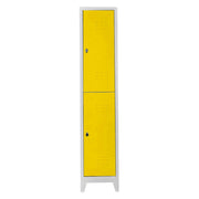 Armário de Armazenamento com Locker – 41x200x40 cm – Cinza e Amarelo – Aço