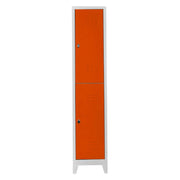 Armário de Armazenamento com Locker – 41cm x 200cm x 40cm – Cinza e Laranja – Aço