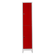 Armário de Armazenamento com Locker – 41 cm x 200 cm x 40 cm – Cinza e Vermelho – Aço