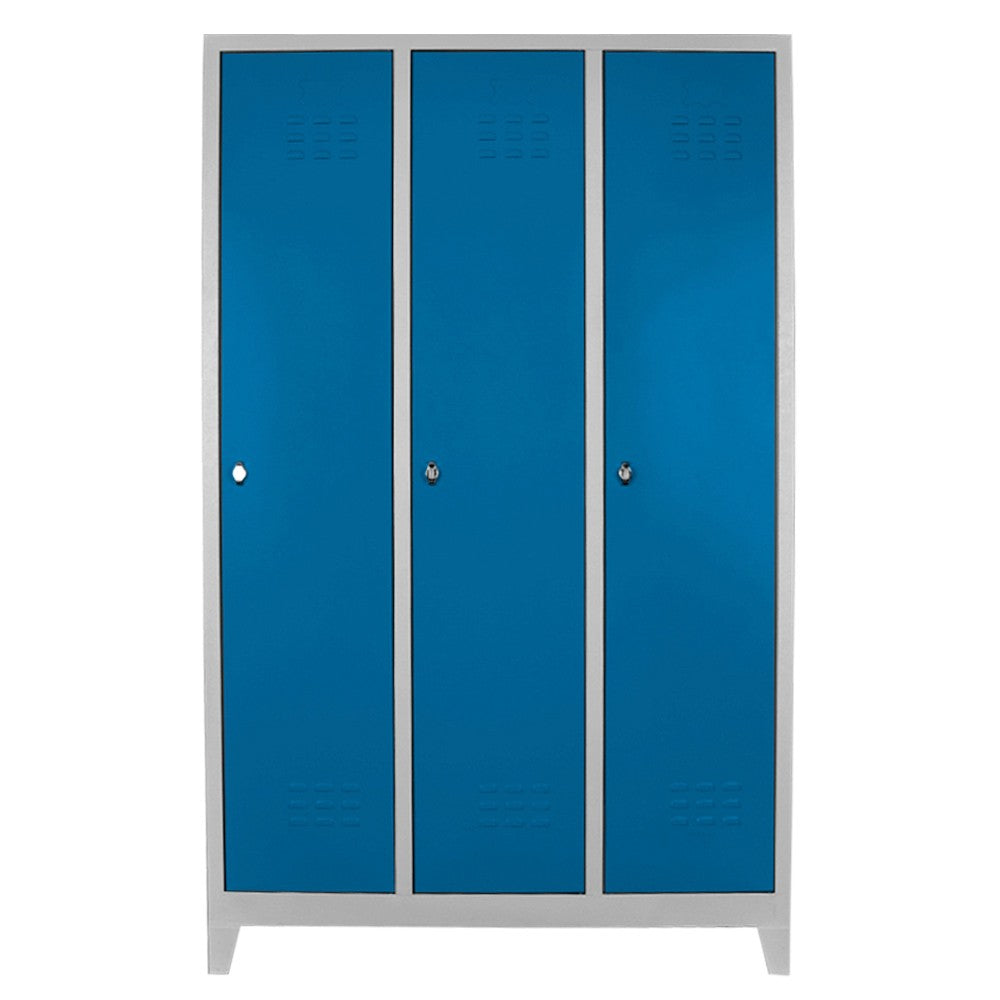 Armário de Armazenamento com Locker – 117cm x 185cm x 40cm – Cinza e Azul – Aço