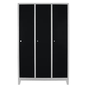 Armário de Armazenamento com Locker – 117 cm x 185 cm x 40 cm – Cinza e Preto – Aço