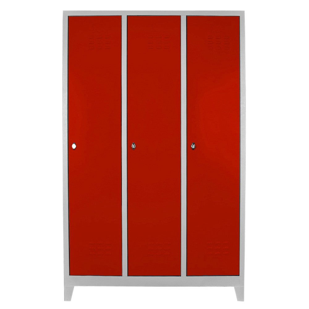 Armário de Armazenamento – 117 cm x 185 cm x 40 cm – Cinza e Vermelho – Aço