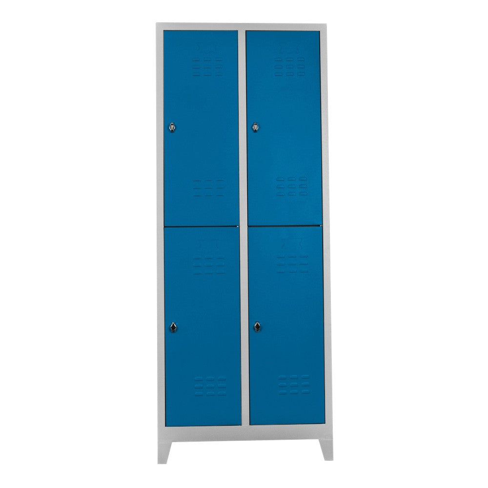 Armário de Armazenamento com Locker – 79 cm x 200 cm x 40 cm – Cinza e Azul – Aço