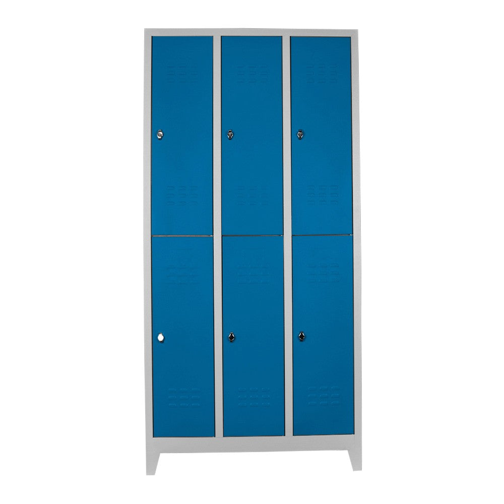 Armário de Armazenamento com Locker – 117 cm x 200 cm x 40 cm – Cinza e Azul – Aço