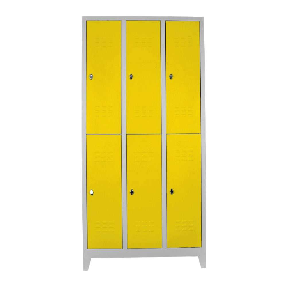 Armário de Armazenamento – 117 cm x 200 cm x 40 cm – Cinza e Amarelo – Aço