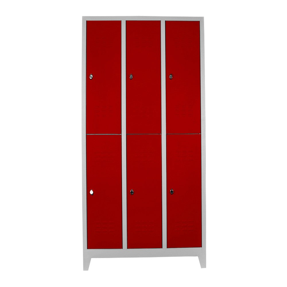 Armário de Armazenamento com Locker – 117cm x 200cm x 40cm – Cinza e Vermelho – Aço