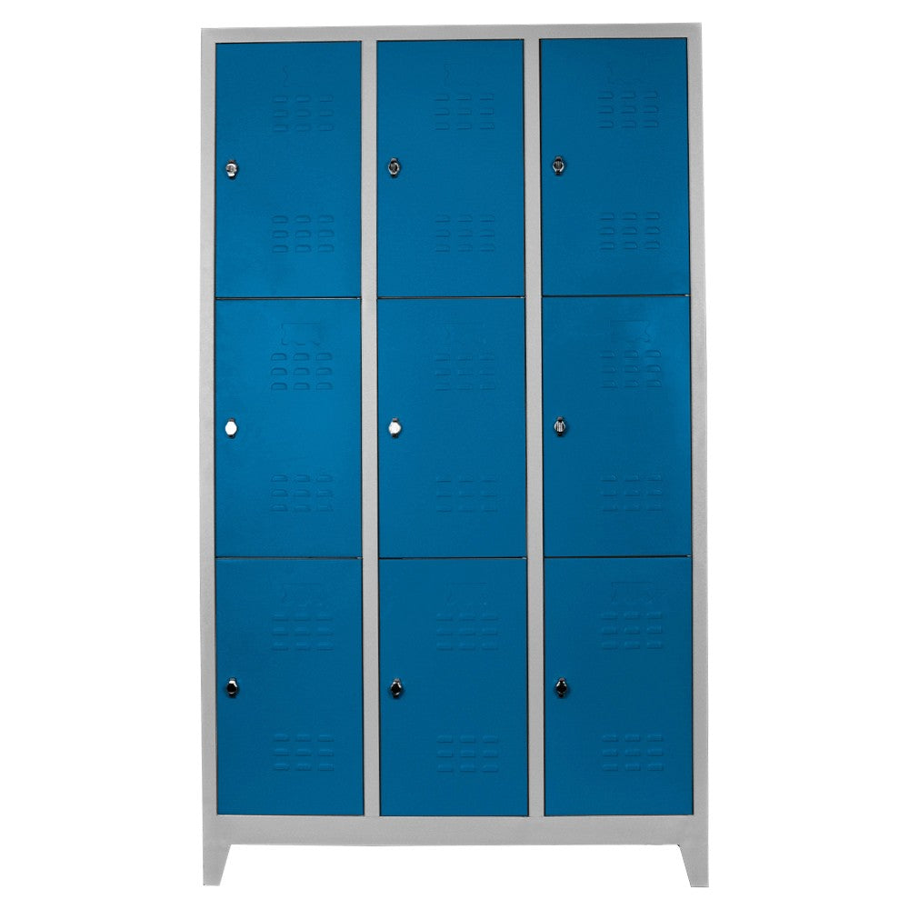 Armário de Armazenamento com Locker – 117cm x 200cm x 40cm – Cinza e Azul – Aço