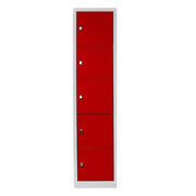 Armário de Armazenamento com Locker – 41 cm x 170 cm x 40 cm – Cinza e Vermelho – Aço