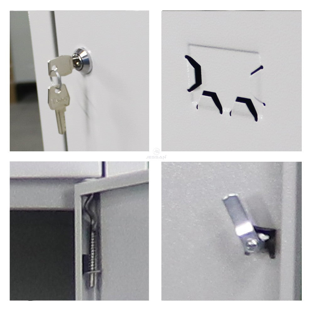 Armário de Armazenamento com Locker – 41 cm x 170 cm x 40 cm – Cinza e Vermelho – Aço