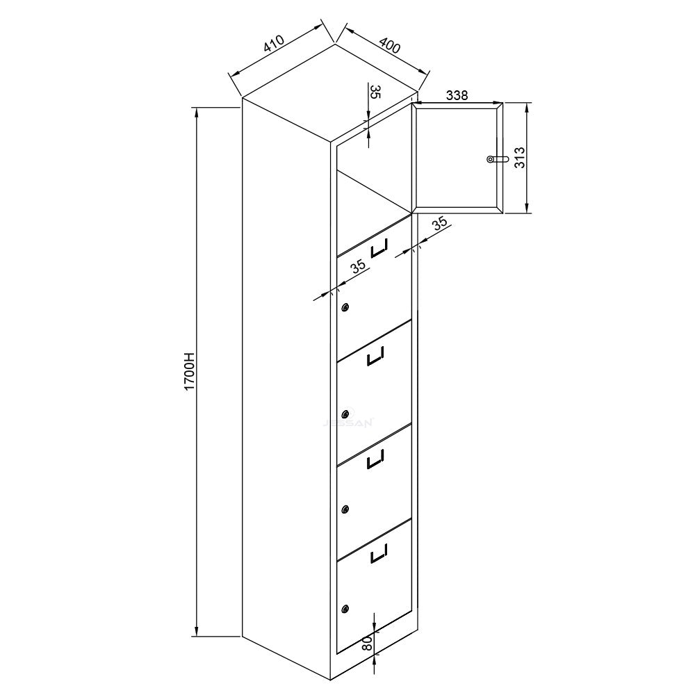 Armário de Armazenamento com Locker – 41cm x 170cm x 40cm – Cinza e Azul – Aço