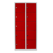 Armário de Armazenamento com Gavetas – 79cm x 170cm x 40cm – Cinza e Vermelho – Aço