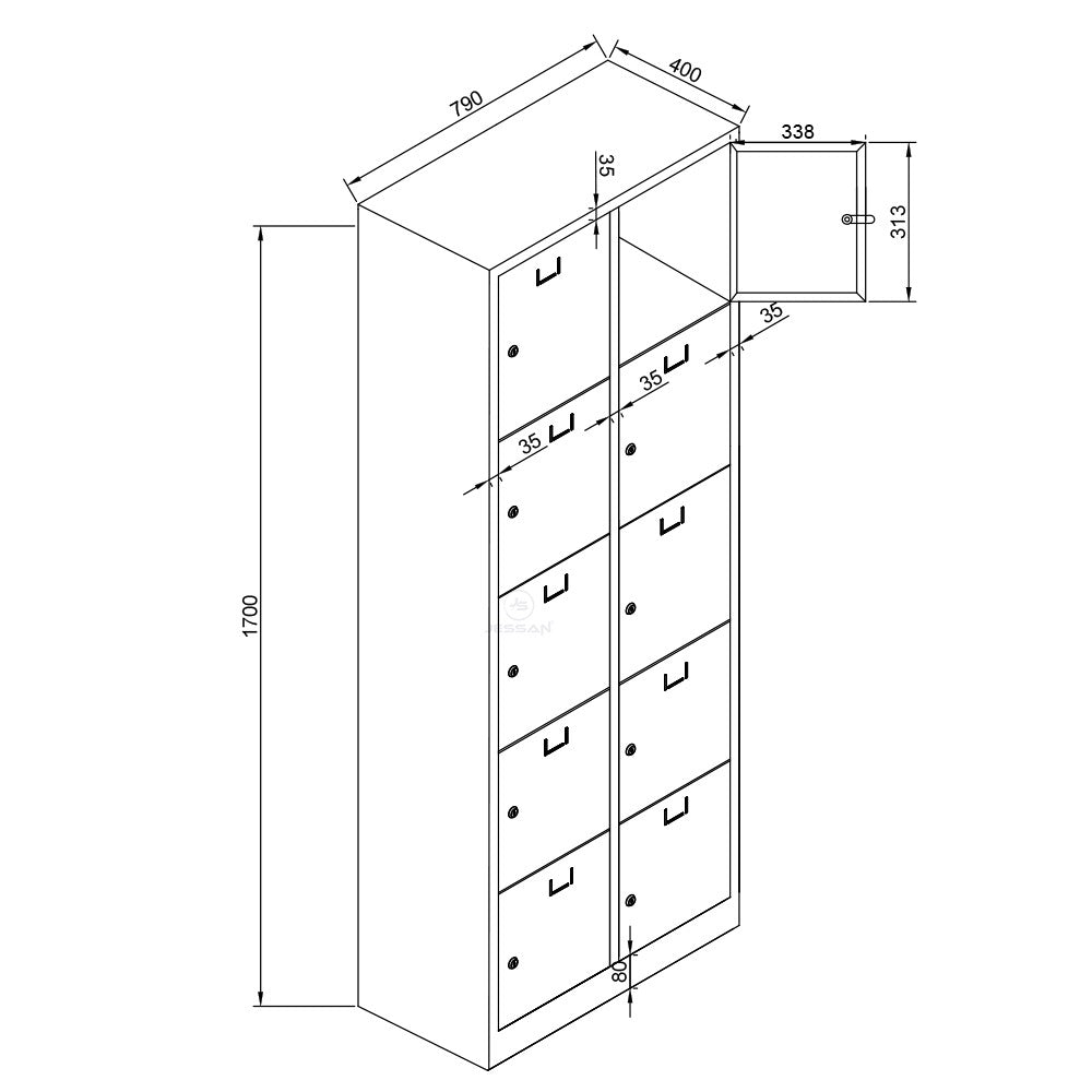 Armário de Armazenamento com Gavetas – 79cm x 170cm x 40cm – Cinza e Vermelho – Aço