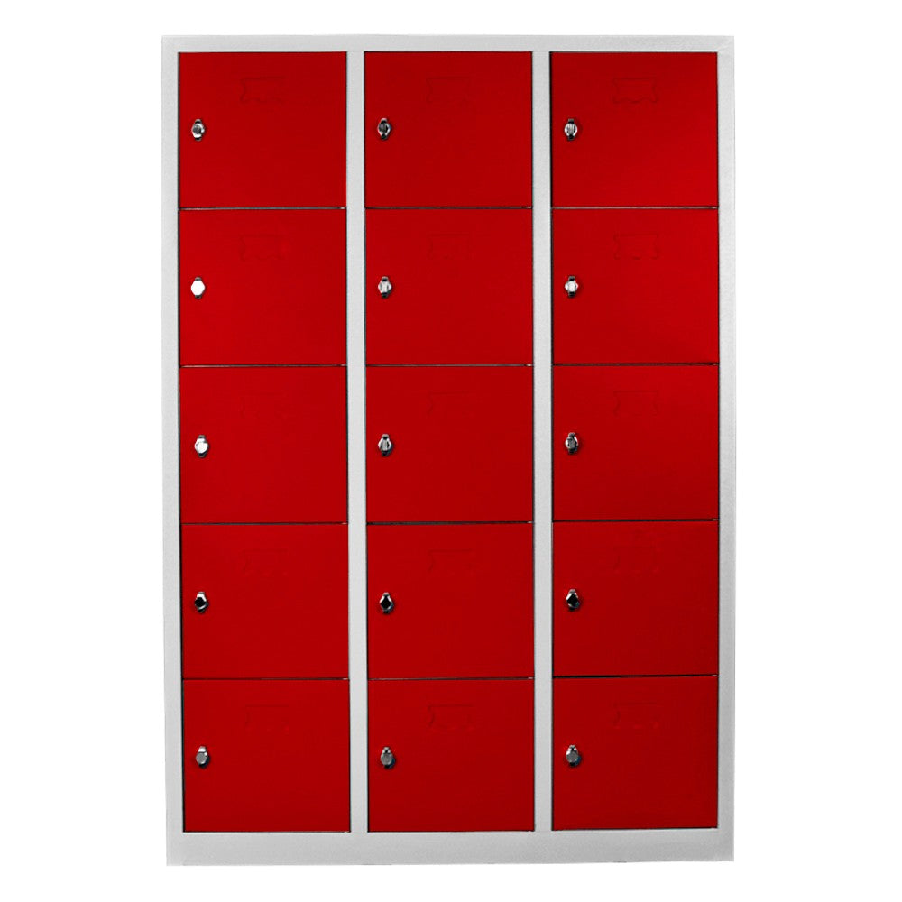 Armário de Armazenamento – 117 cm x 170 cm x 40 cm – Cinza e Vermelho – Aço