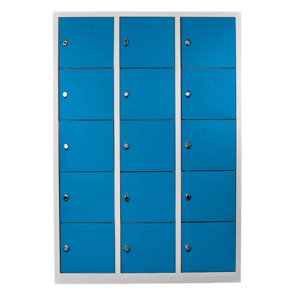 Armário de Armazenamento – 117 cm x 170 cm x 40 cm – Cinza e Azul – Aço