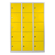 Armário de armazenamento com locker – 117 cm x 170 cm x 40 cm – Cinza e Amarelo – Aço