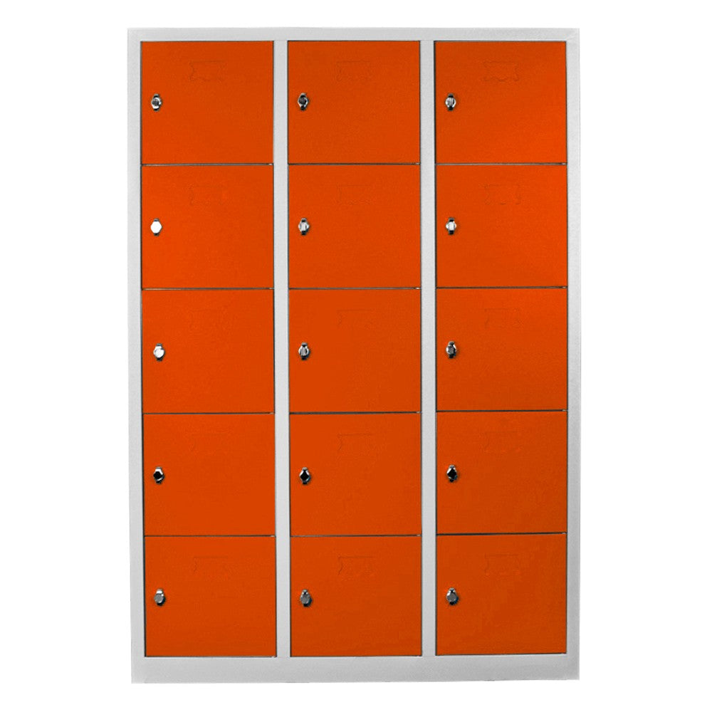 Armário de Armazenamento com Locker – 117 cm x 170 cm x 40 cm – Cinza e Laranja – Aço