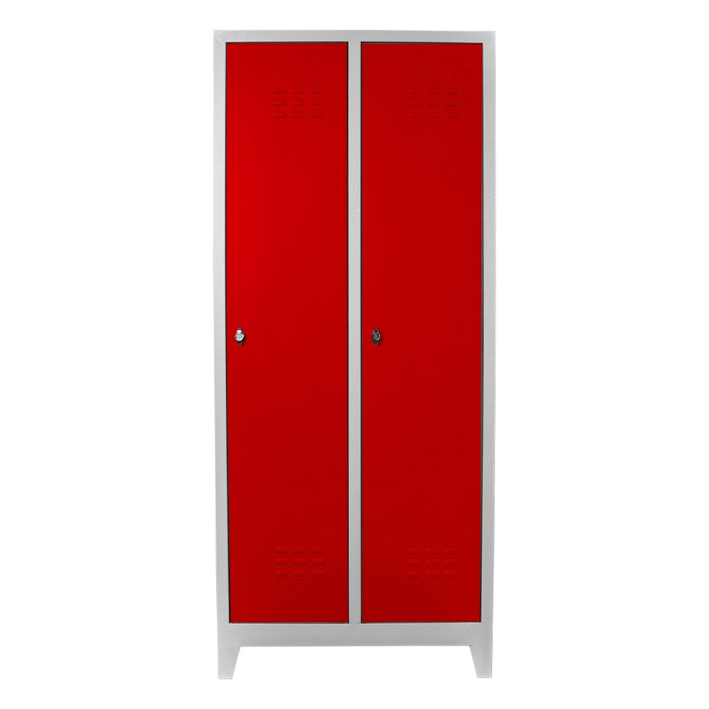 Armário de Armazenamento com Locker – 67 cm x 185 cm x 37 cm – Cinza e Vermelho – Aço