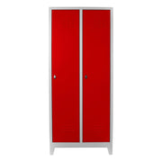 Armário de Armazenamento com Locker – 67 cm x 185 cm x 37 cm – Cinza e Vermelho – Aço
