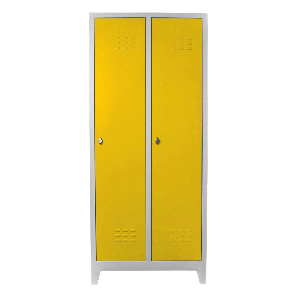 Armário de Armazenamento em Aço – 67cm x 185cm x 37cm – Cinza e Amarelo