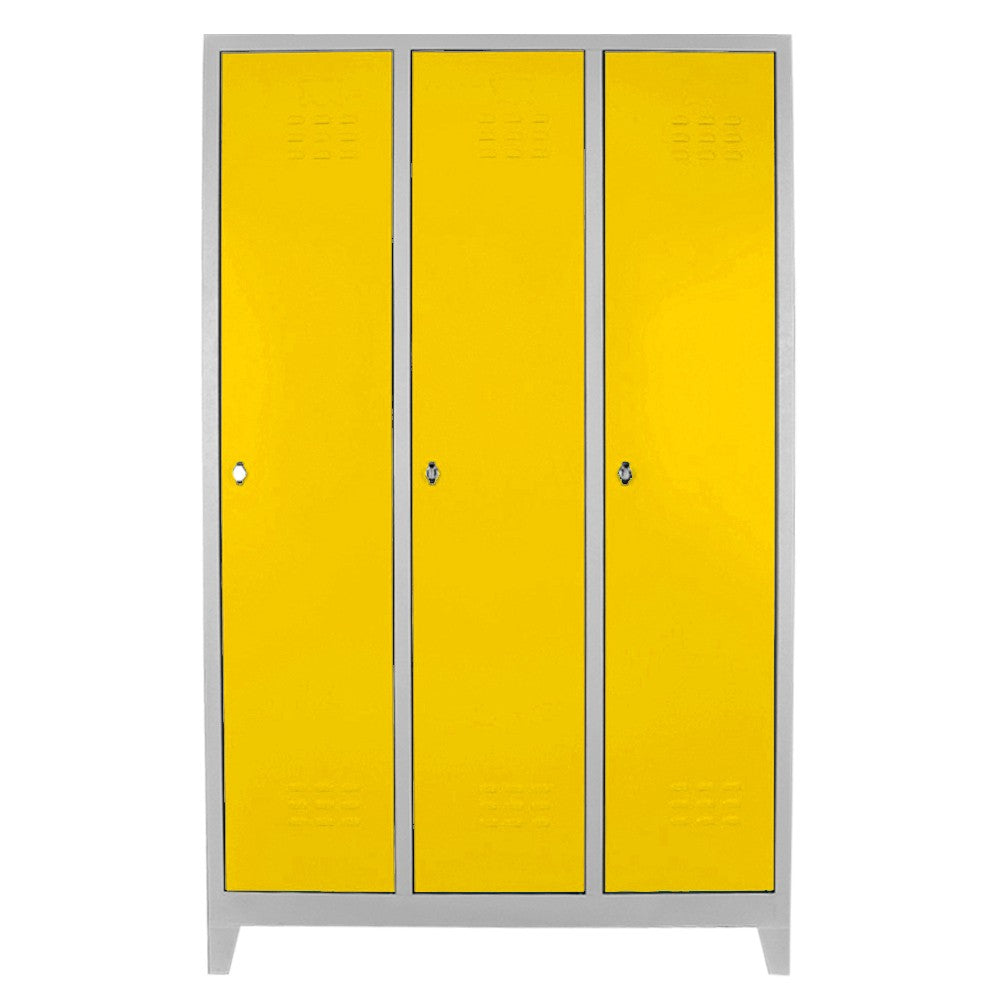 Armário de Armazenamento com Locker – 97 cm x 185 cm x 37 cm – Cinza e Amarelo – Aço