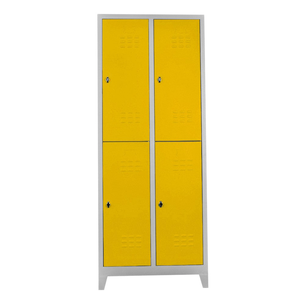 Armário de Armazenamento com Locker – 67 cm x 200 cm x 37 cm – Cinza e Amarelo – Aço