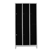 Armário de Armazenamento com Locker – 97 cm x 200 cm x 37 cm – Cinza e Preto – Aço