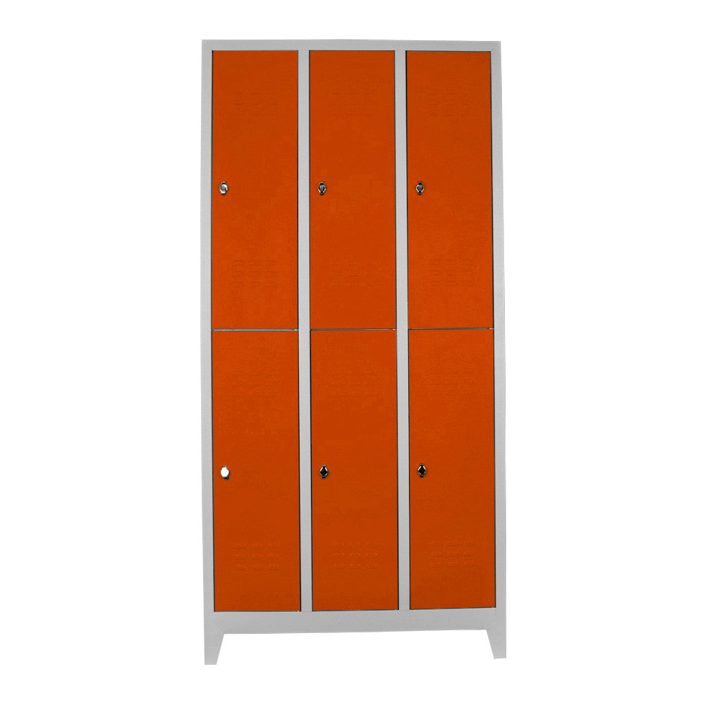 Armário de Armazenamento com Locker – 97 cm x 200 cm x 37 cm – Cinza e Laranja – Aço