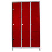 Armário de Armazenamento com Locker – 97cm x 200cm x 37cm – Cinza e Vermelho – Aço