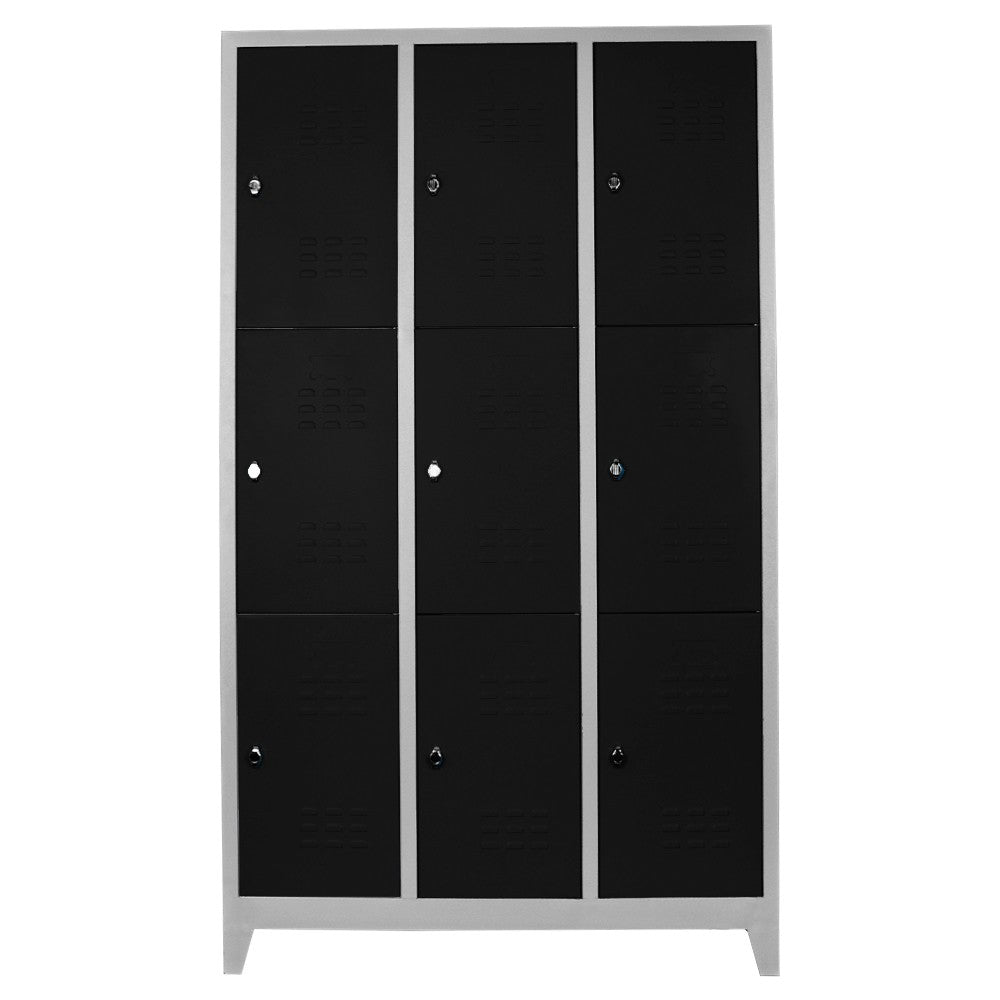 Armário de Armazenamento – 97 cm x 200 cm x 37 cm – Cinza e Preto – Aço