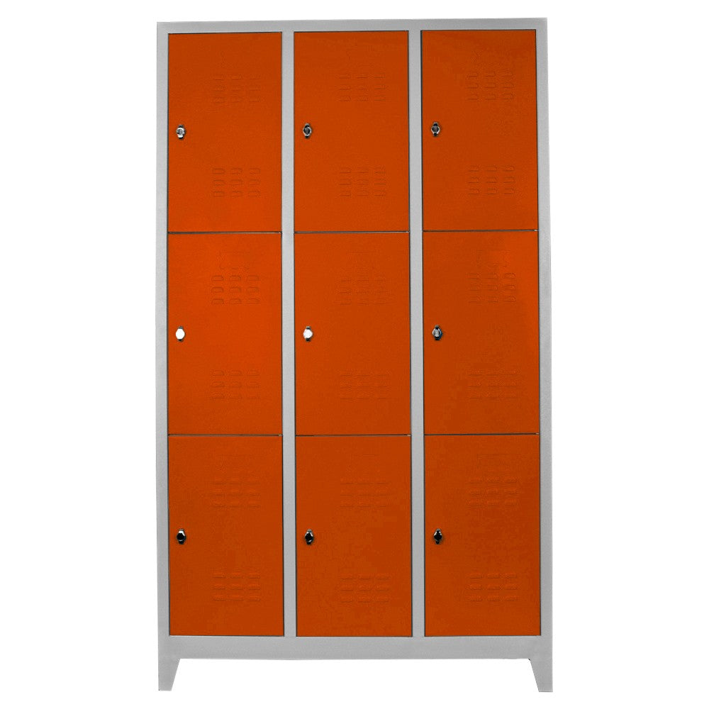 Armário de Armazenamento com Locker – 97 cm x 200 cm x 37 cm – Cinza e Laranja – Aço
