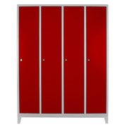Armário de Armazenamento com Locker – 128 cm x 185 cm x 37 cm – Cinza e Vermelho – Aço