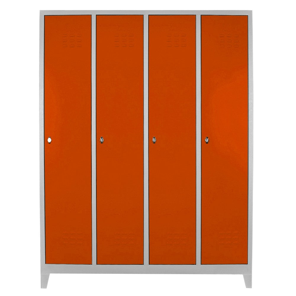 Armário de Armazenamento com Locker – 128cm x 185cm x 37cm – Cinza e Laranja – Aço