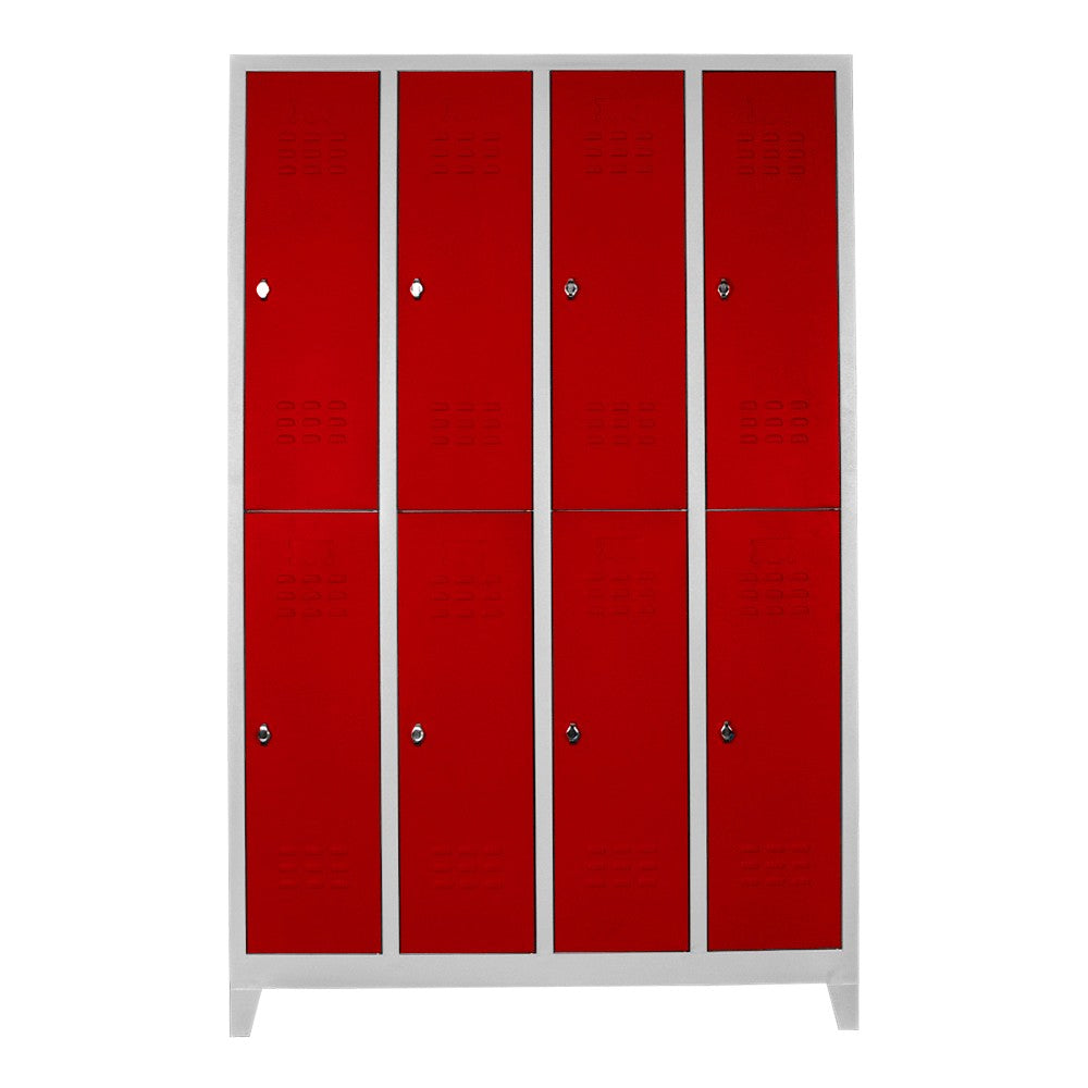 Armário de Armazenamento com Locker – 128cm x 200cm x 37cm – Cinza e Vermelho – Aço