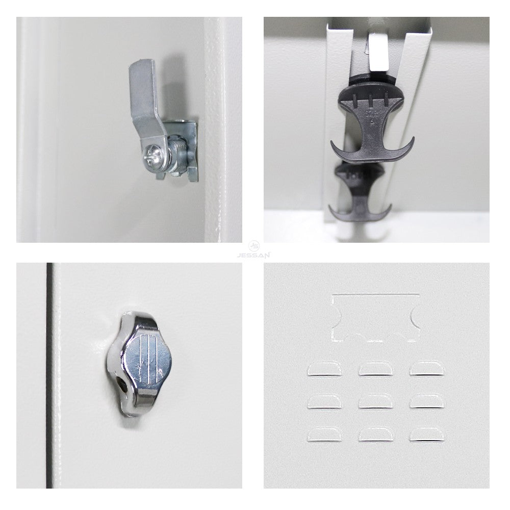 Armário de Armazenamento com Locker – 128cm x 200cm x 37cm – Cinza e Vermelho – Aço