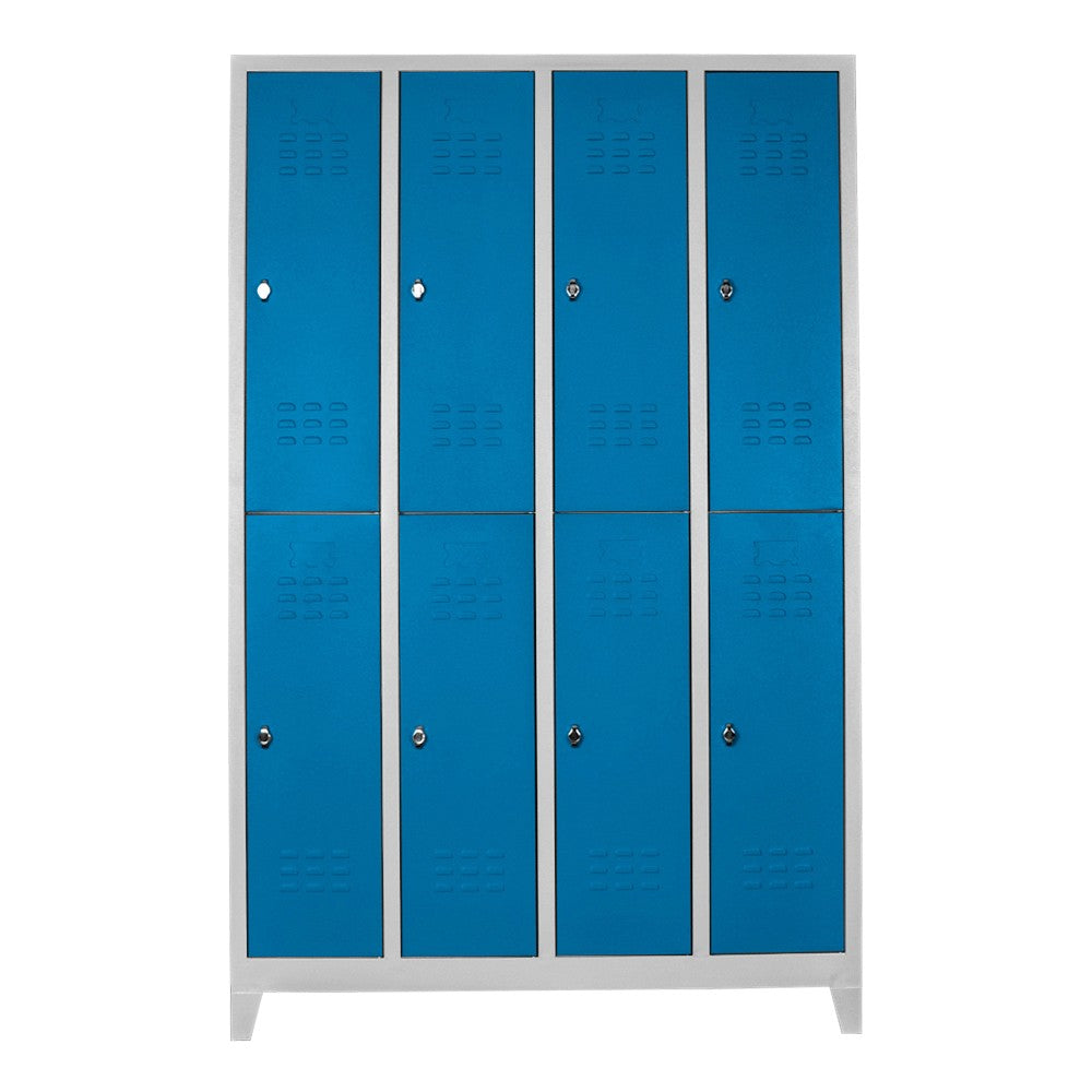Armário de Armazenamento com Locker – 128cm x 200cm x 37cm – Cinza e Azul – Aço