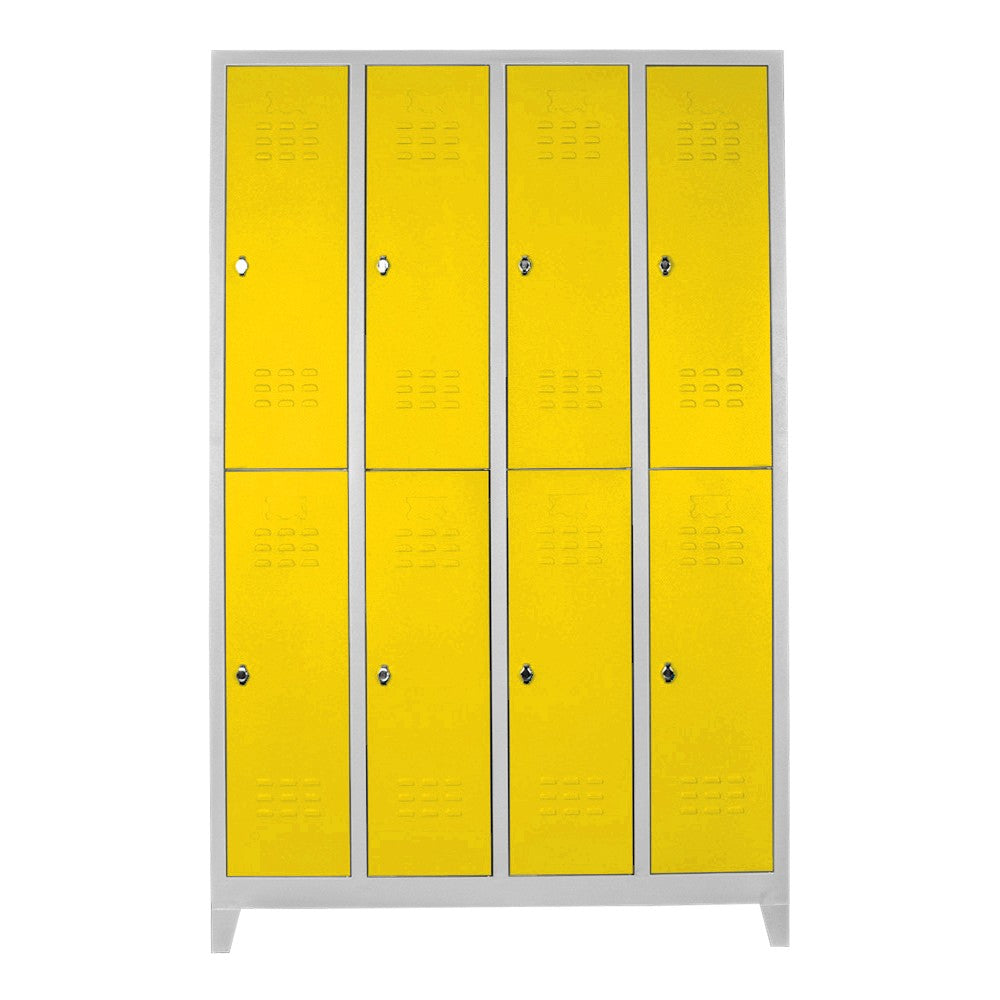 Armário de Armazenamento Trancável – 128cm x 200cm x 37cm – Cinza e Amarelo – Aço