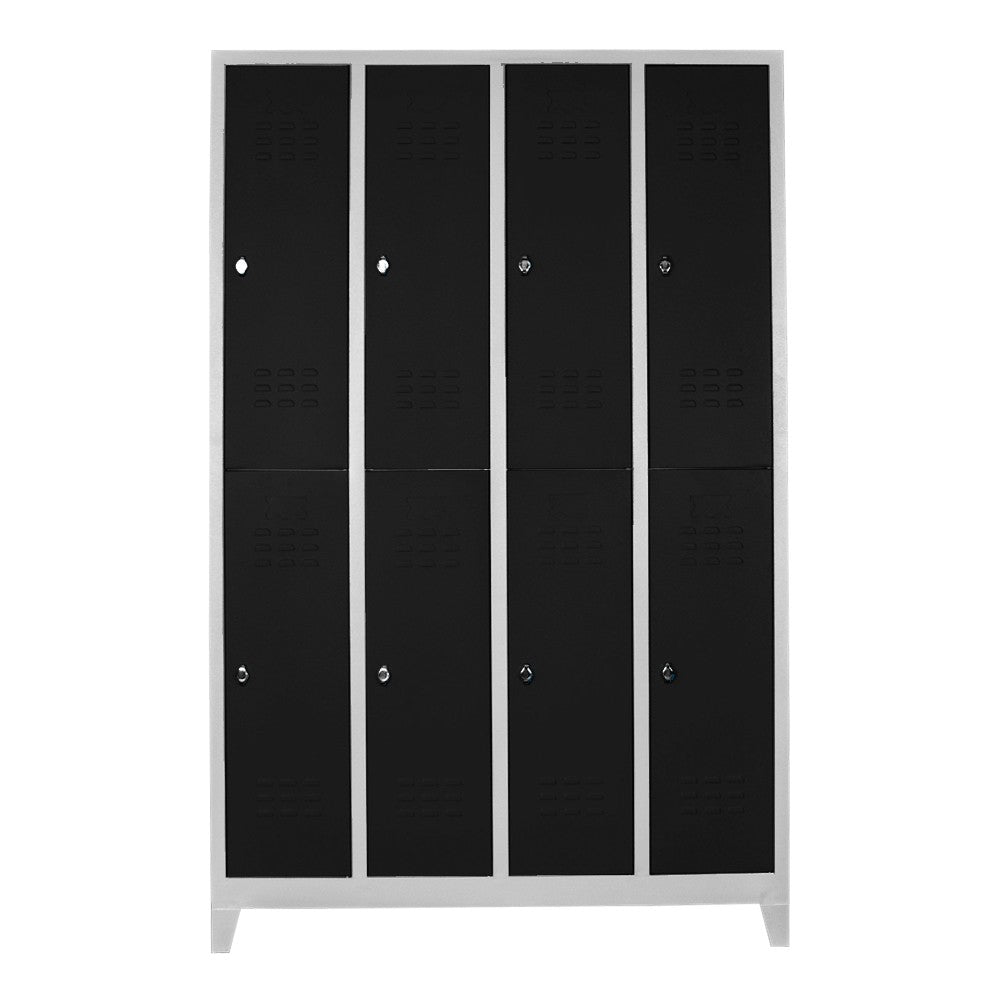 Armário de Armazenamento com Locker – 128 cm x 200 cm x 37 cm – Cinza e Preto – Aço