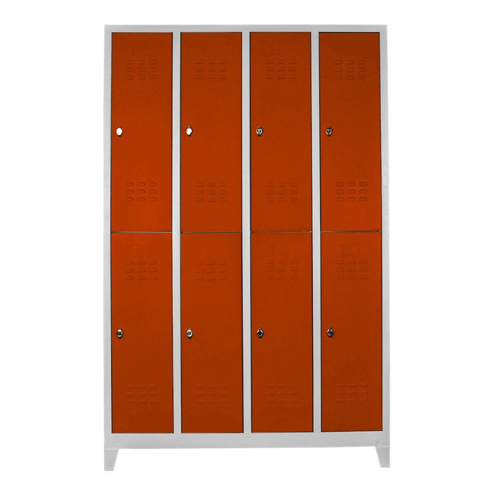 Armário de Armazenamento com Locker – 128 cm x 200 cm x 37 cm – Cinza e Laranja – Aço