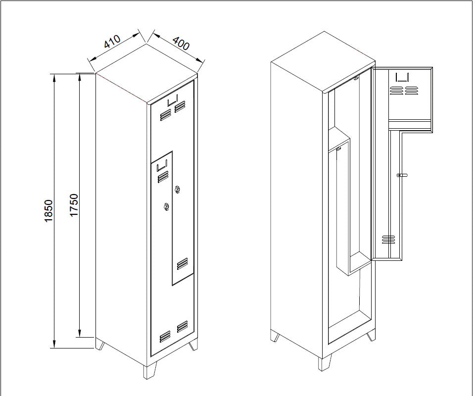 Armário de Armazenamento – 41 cm x 185 cm x 40 cm – Cinza Claro – Aço