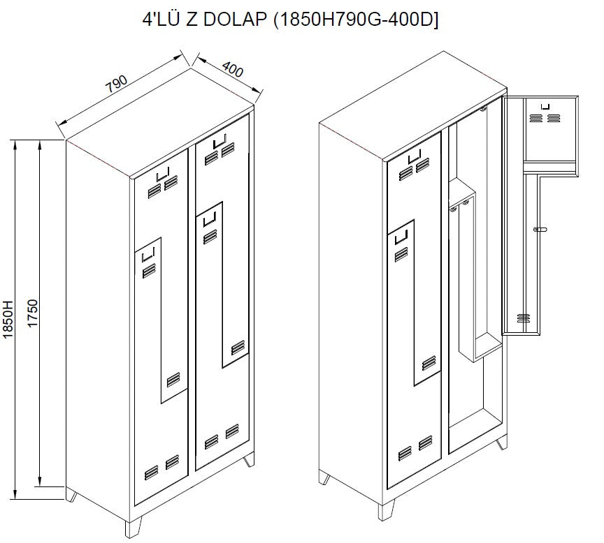 Armário de Armazenamento com Locker – 79cm x 185cm x 40cm – Cinza Claro – Aço